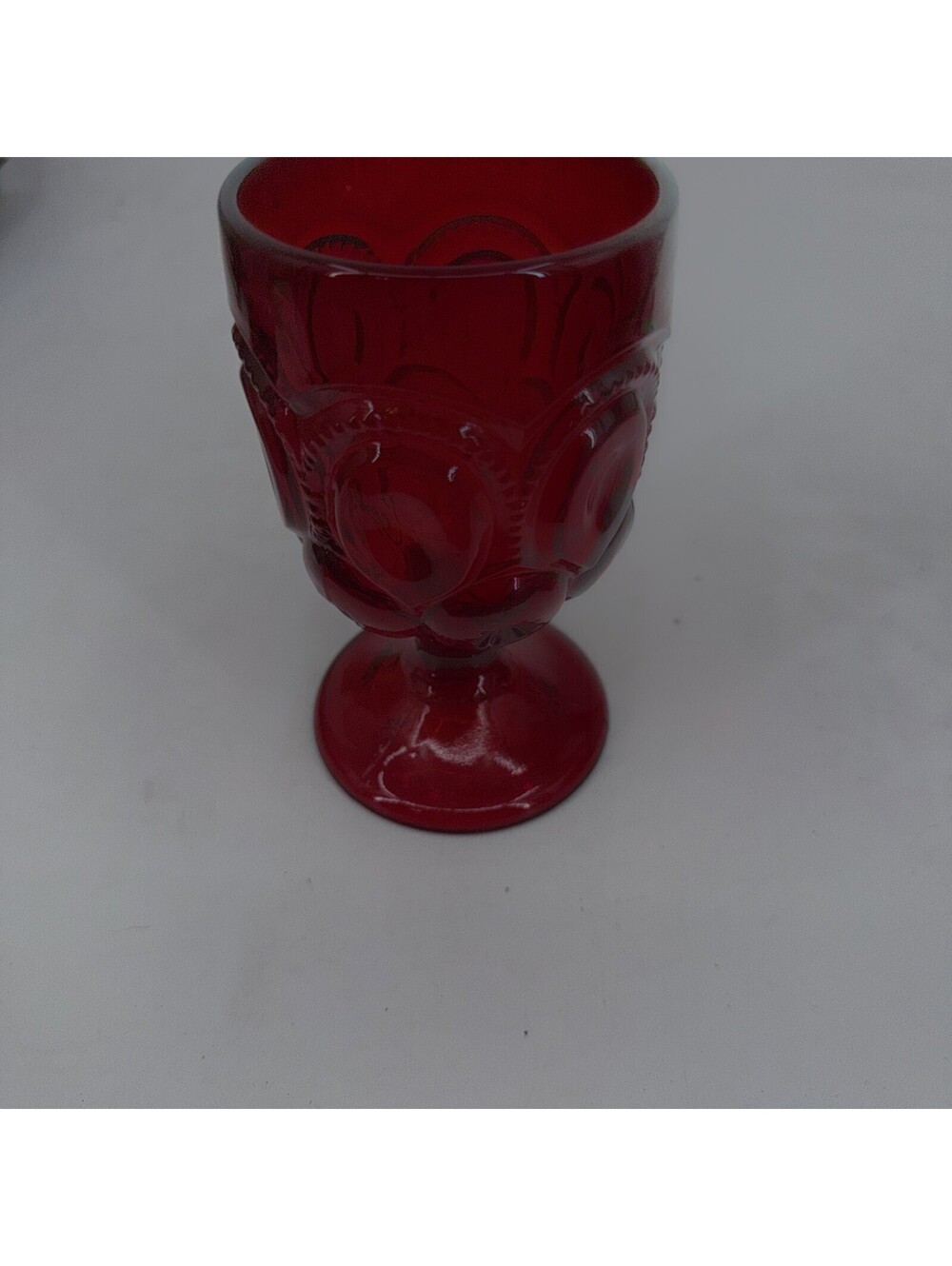 L.E. Smith Vintage Pedestal Moon and Stars Ruby Red Glass Goblet